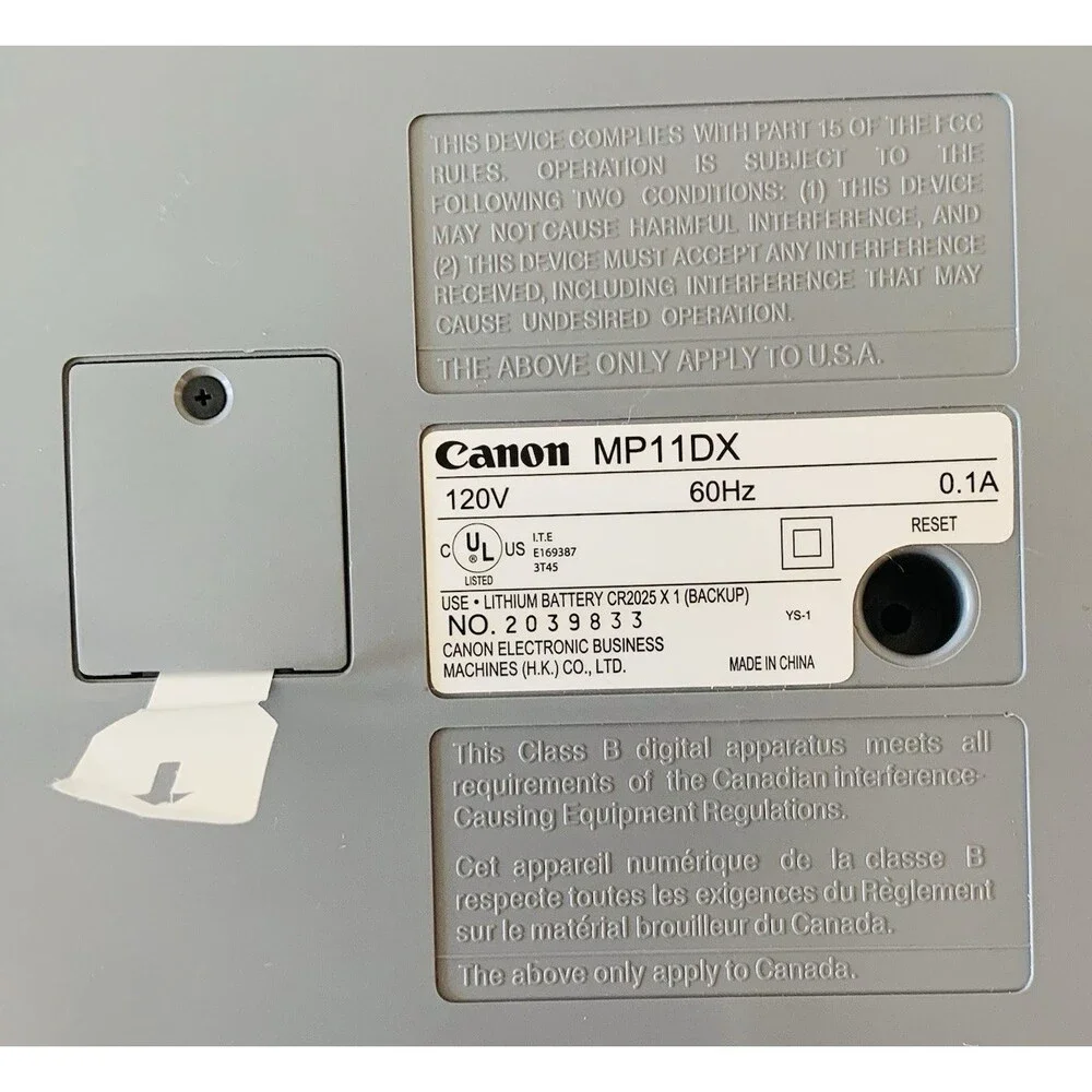Canon MP11DX Printing Calculator Clock Adding Machine Two Color Working 1 Roll